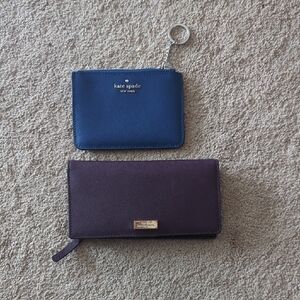 Kate Spade Navy Card Holder and Plum Wallet Set